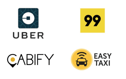 Aplicativos: Uber, 99, Cabify, Easy Taxi e iFood